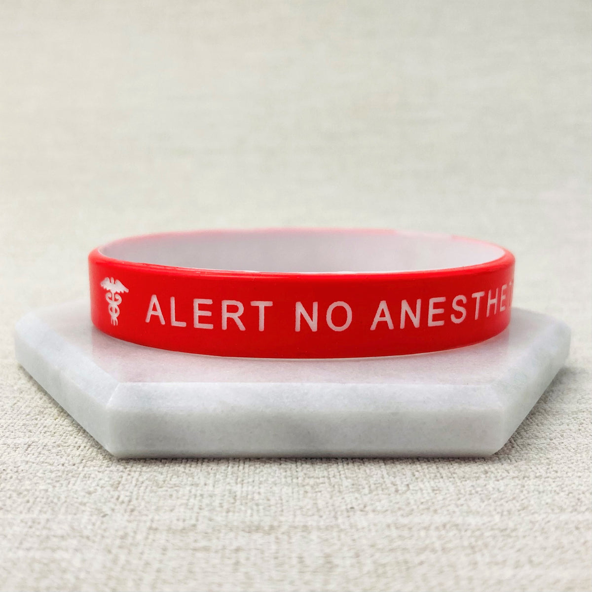 medical alert silicone wristbands red white