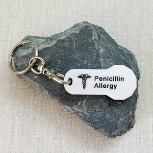 medical alert trolley keychains penicillin allergy