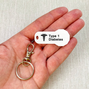 medical alert trolley keychains t1 diabetic