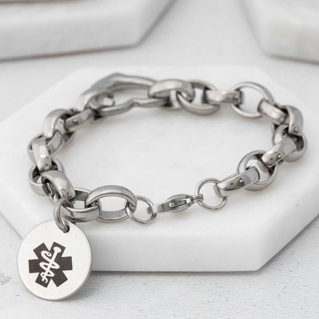 Stainless steel sale medical bracelet