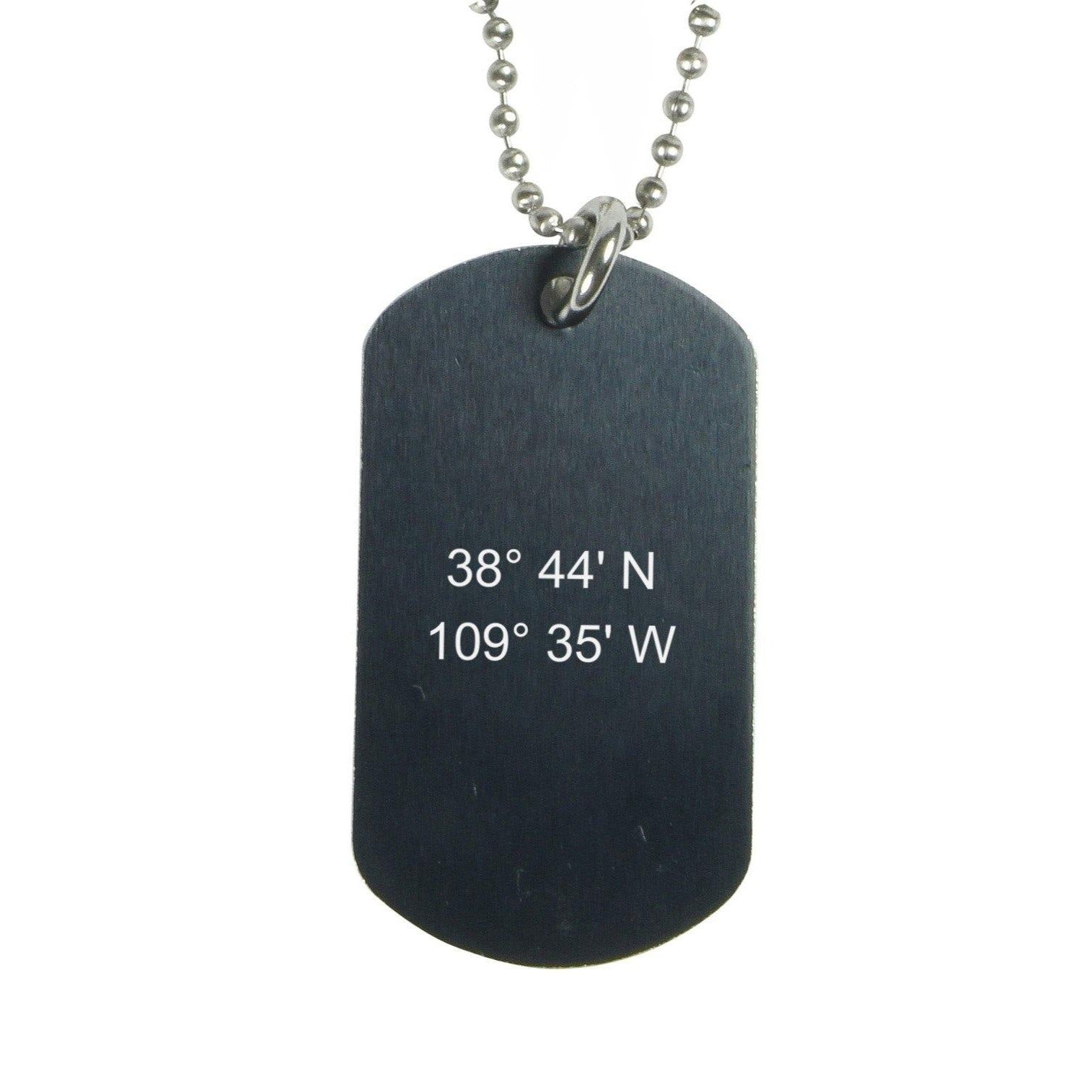 mens coordinates necklace black dog tag