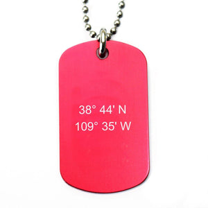 mens coordinates necklace red dog tag