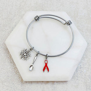 multiple sclerosis support bracelet snowflake spoon ribbon