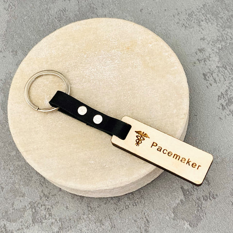 pacemaker awareness keychain wooden key ring