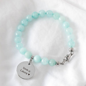 personalised aqua name bracelet love heart