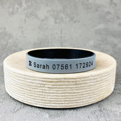 personalised unisex wristbands grey black