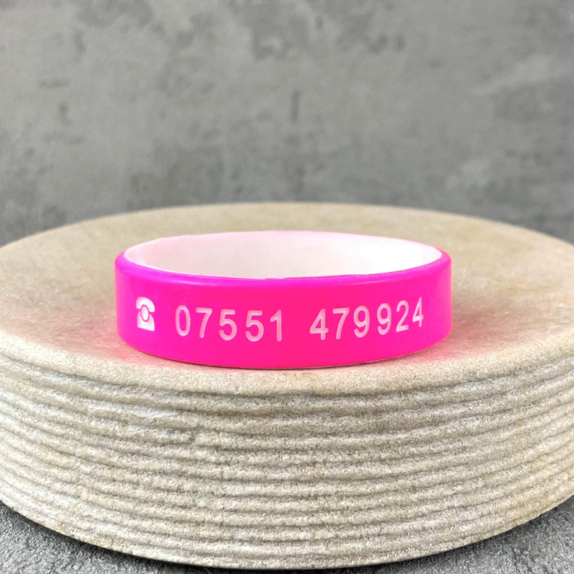 personalised unisex wristbands hot pink white