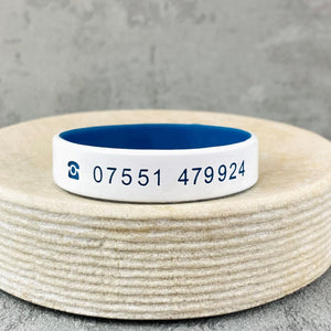 personalised unisex wristbands white blue