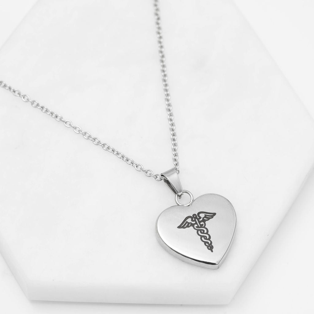 pretty medical alert necklace stainless steel