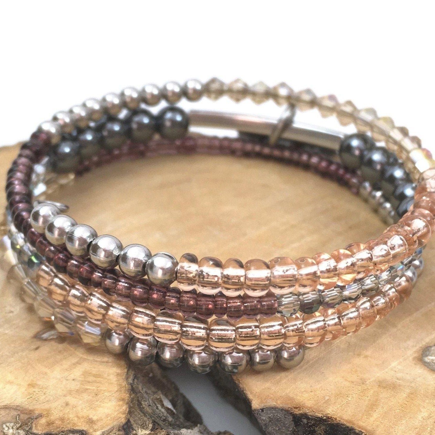 pretty personalised bracelet brown beads