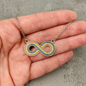 rainbow infinity autism necklace colourful adults