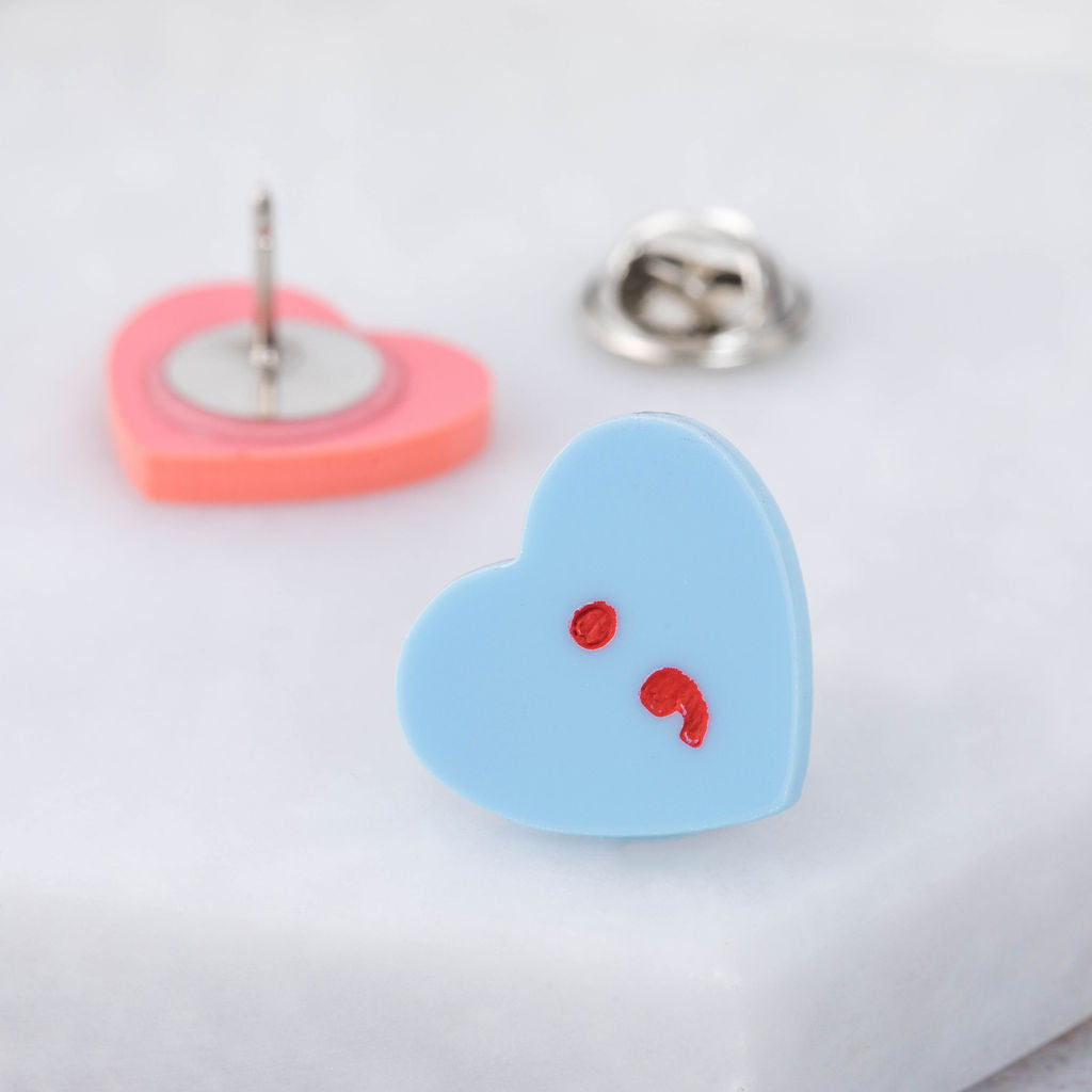 semicolon heart pin gift for depression