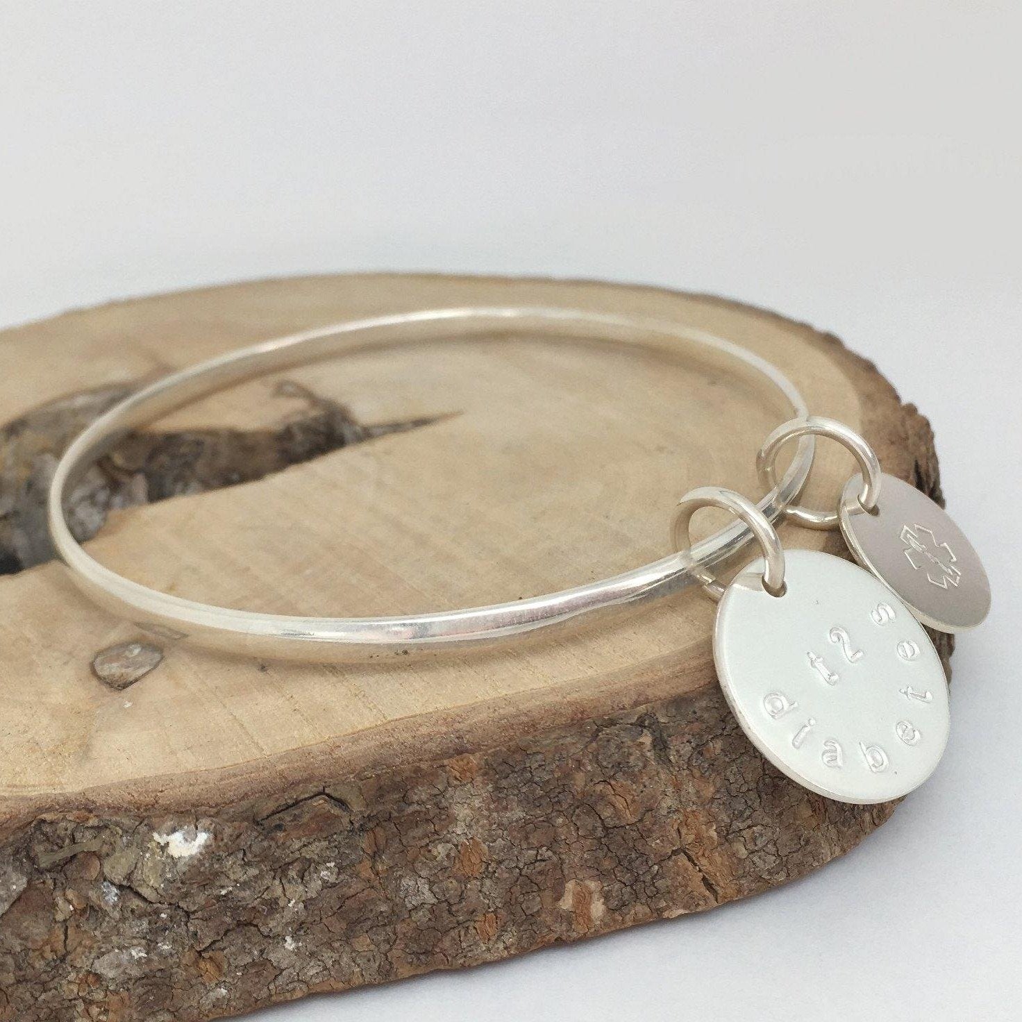 sterling silver medical bangle hand stamped