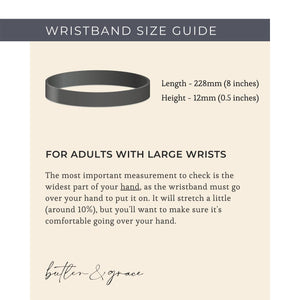 unisex lymphoedema wristband size guide 228mm